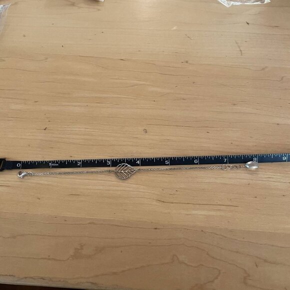 Leaf Chain Drop Charm Bracelet 925 Sterling Silver Lobster Closure Adjustable - Picture 5 of 5